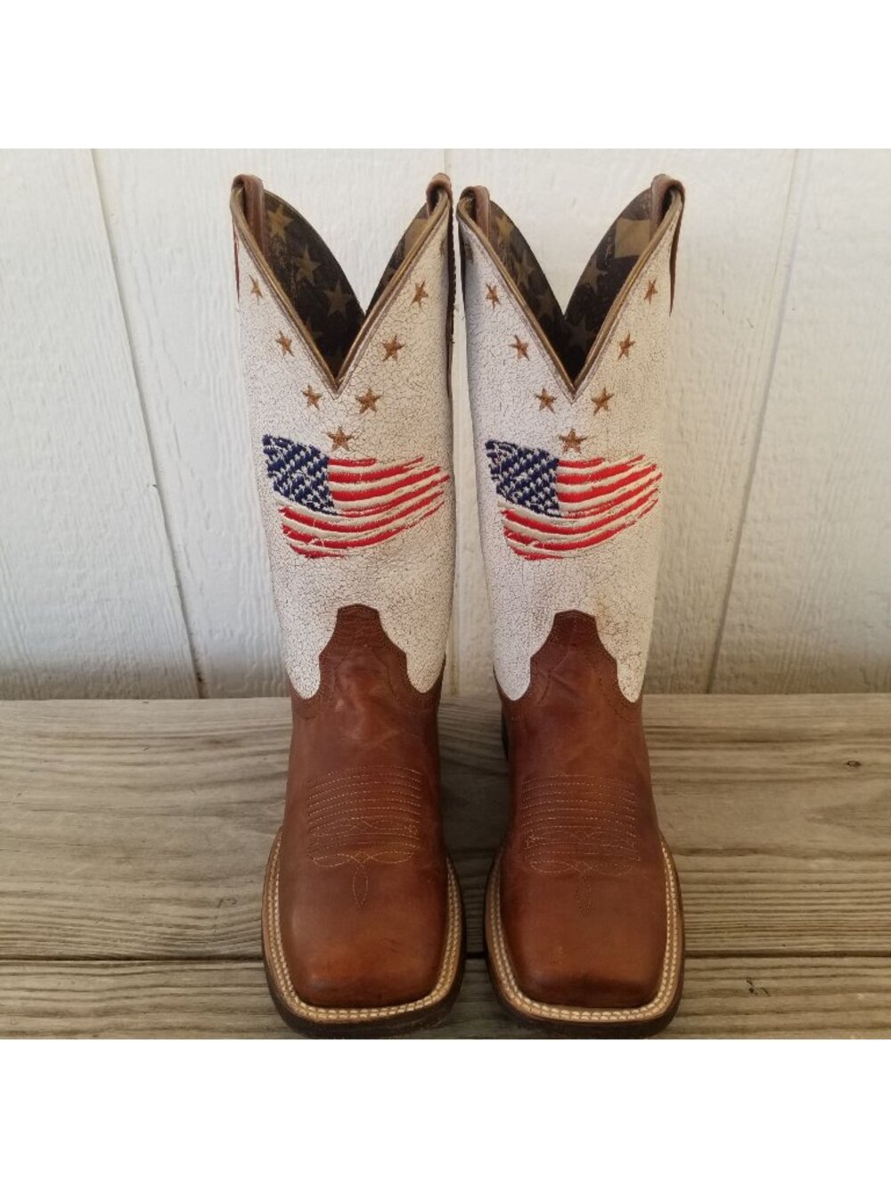 Ariat Circuit Patriot Womens Brown Leather US Flag and Stars Boot 7.5 B 10040400